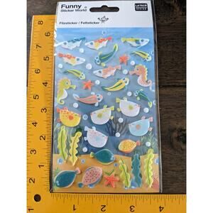 Funny Sticker World Felt Puffer Fish Seahorse Seastar Sheet Cute KAWAII New